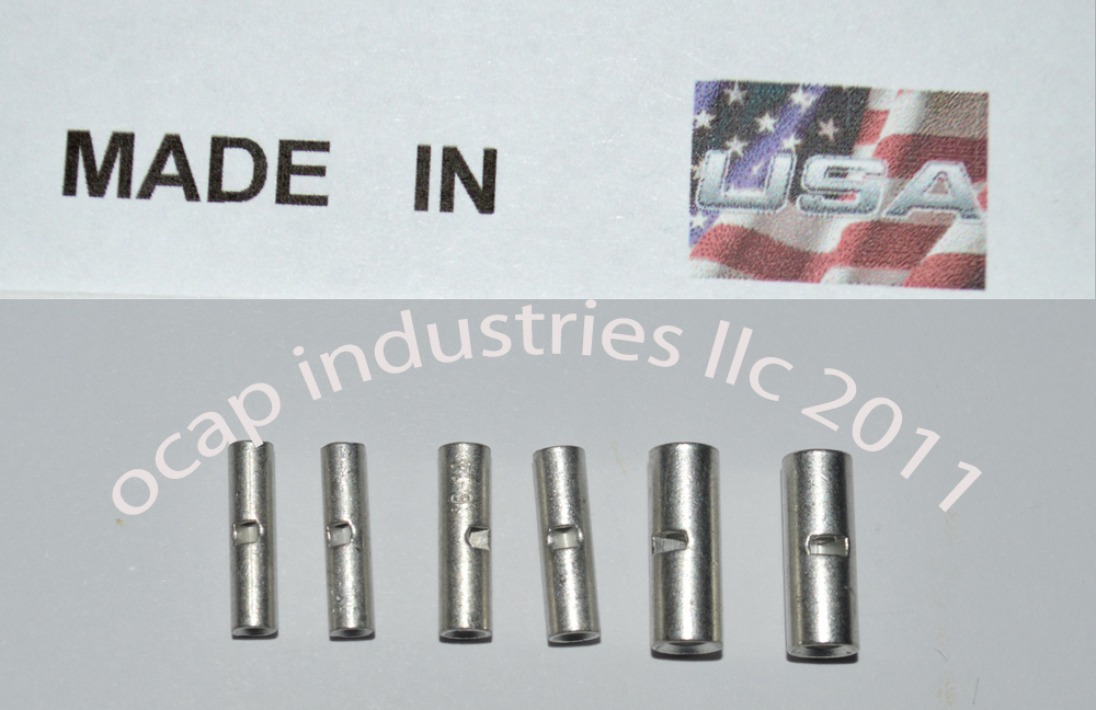 (300) 10-12 14-16 18-22 GAUGE UNINSULATED SEAMLESS BUTT CONNECTOR TERMINAL USA