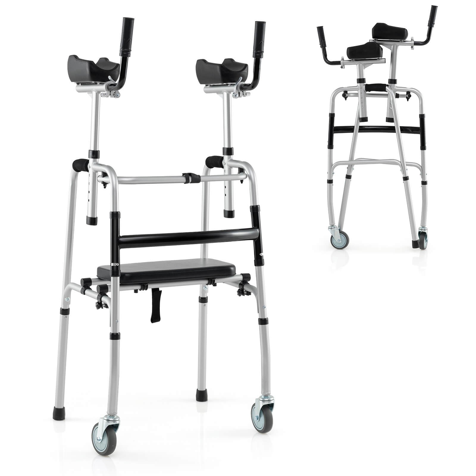 Versatile Rolling Walker All Terrain Stand-Assist Walker w/ 2 Premium Wheels