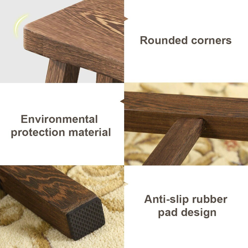 Portable Retro Kitchen Small Bench Wooden Stool Plant Stand Rustic Home Decorati