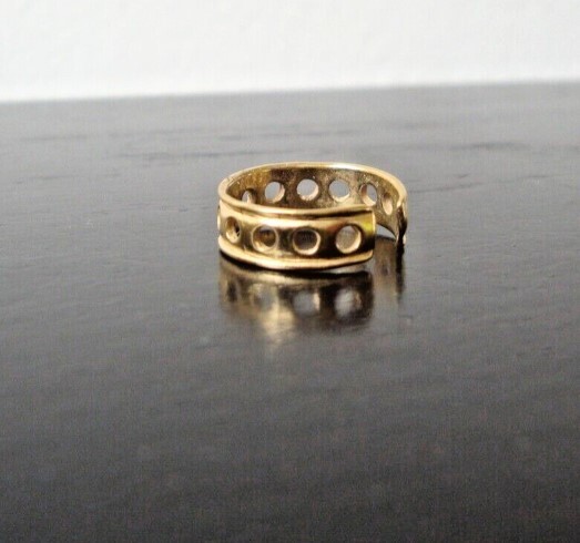 Daily Use 4 Women's ADJUSTABLE EMBOSSED HOLE PATTERN PINKY T0e Ring 925 Silver