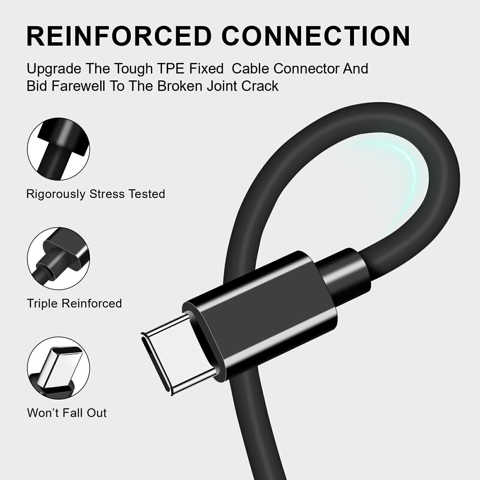 1 Pack USB-C to USB-C Fast Charging Cable Type C Quick Charging Cord Data 2M 6FT