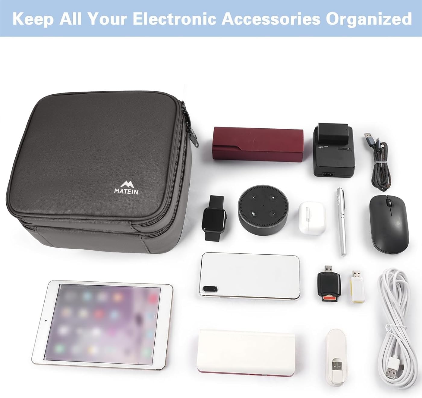 Cord Organizer Case with Adjustable Divider Portable Travel Tech Accessories
