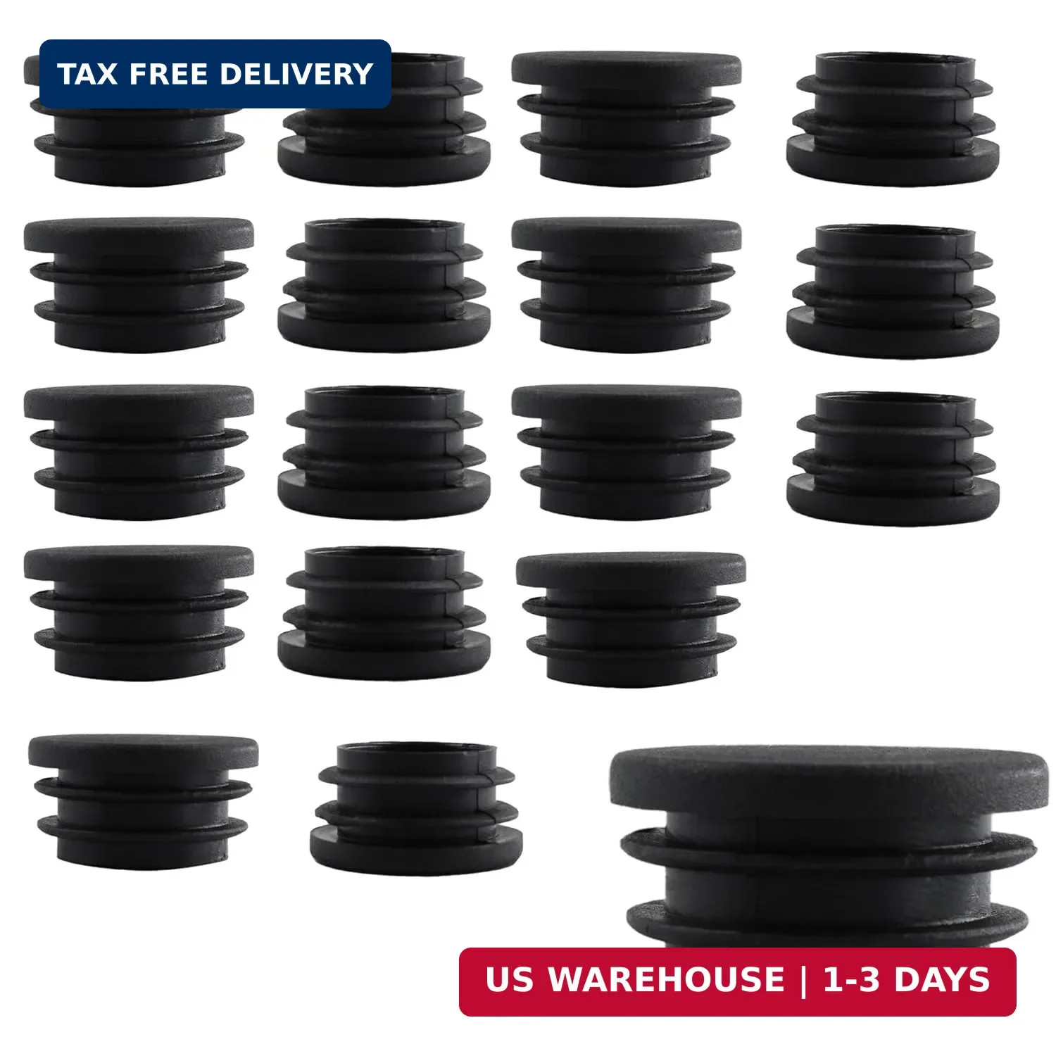 20Pcs 32mm(1-1/4Inch) Round Plastic Plug, Pipe Tubing End Cap, Black Furniture F