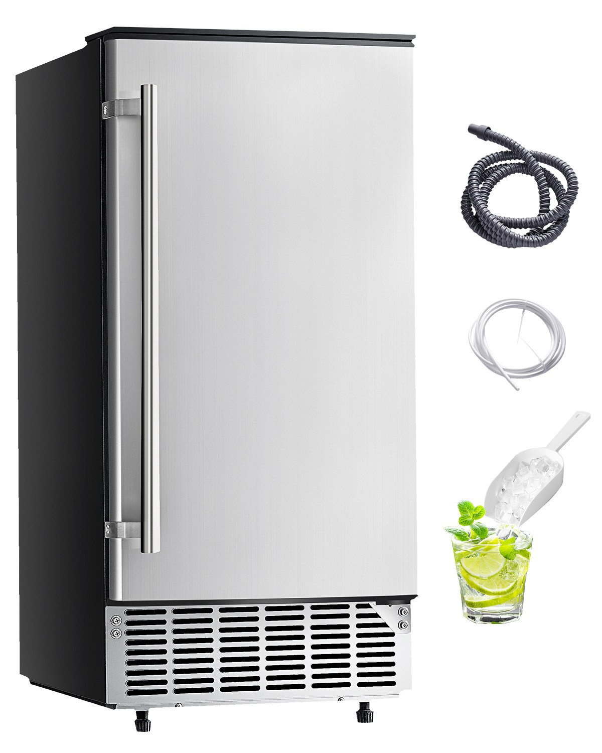 80lbs/24h Commercial Undercounter Ice Maker Built-in Ice Cube Machine Stainless