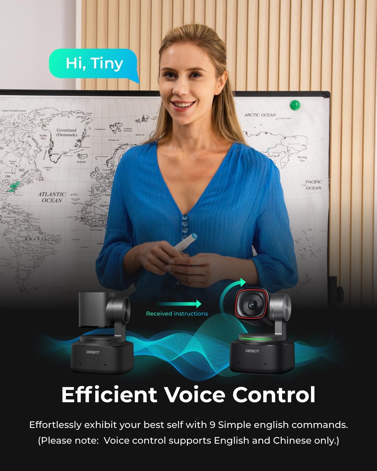 OBSBOT Tiny 2 Webcam 4K Voice Control PTZ, AI Tracking Multi-Mode & 2
