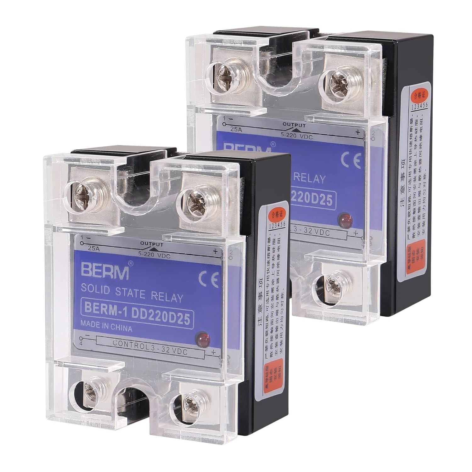 2-Pack SSR-25DD Solid State Relay,Ssr-25Dd DC to DC Input 3-32VDC to Output 5-2