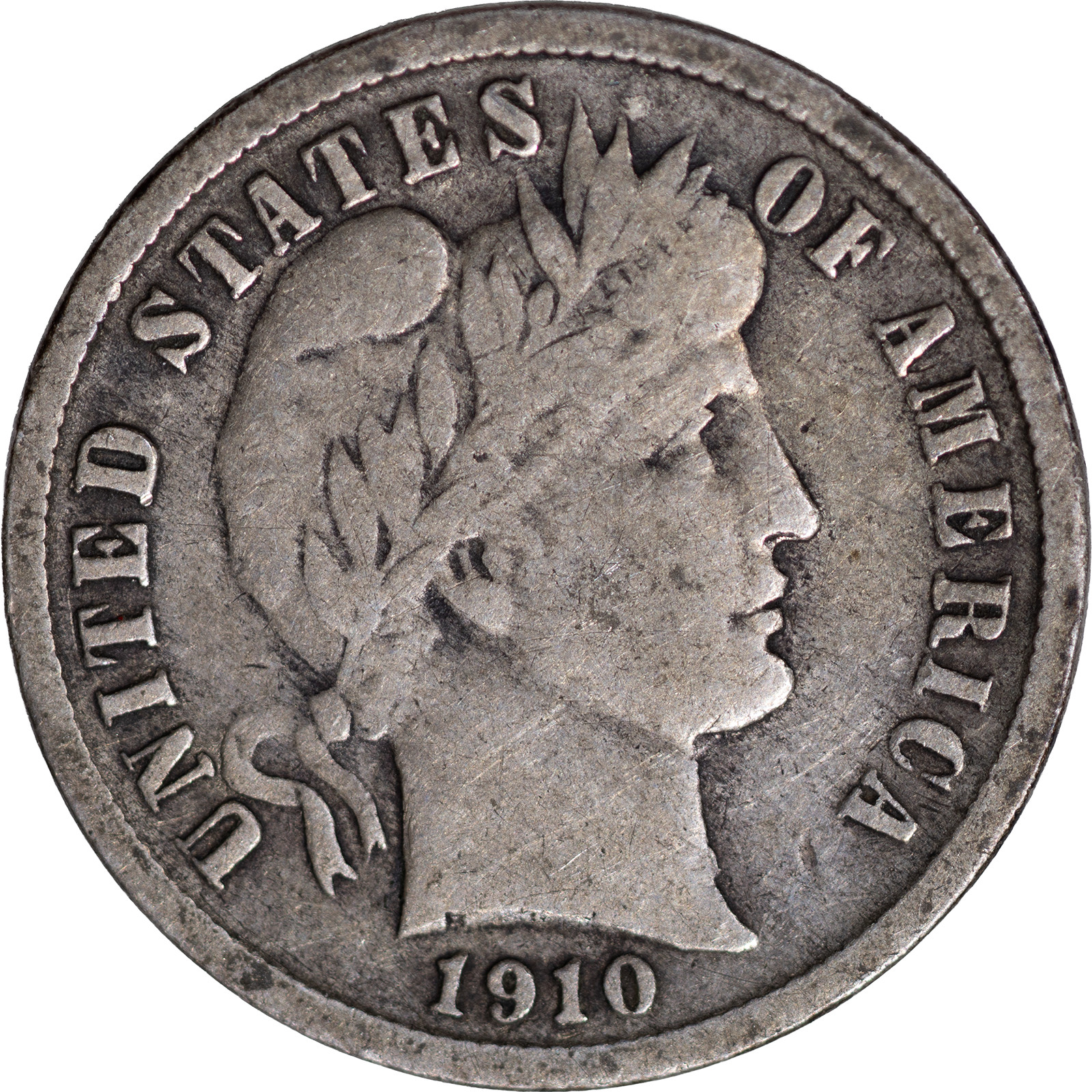 1910-D 10c Barber Dime ~ Fine