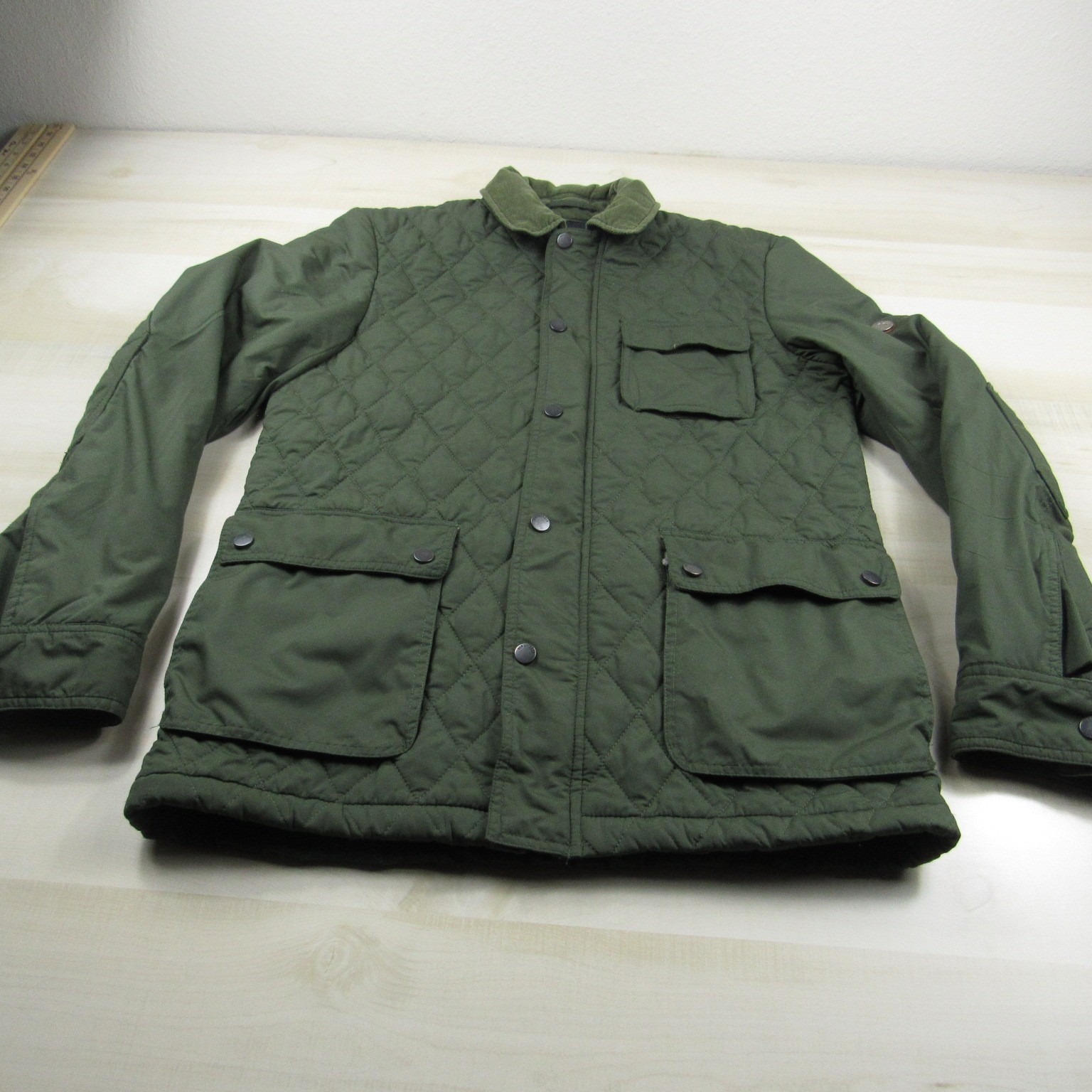 Ben Sherman Jacket Mens Small Green Quilted Zip Snap Utility Chore Field Barn