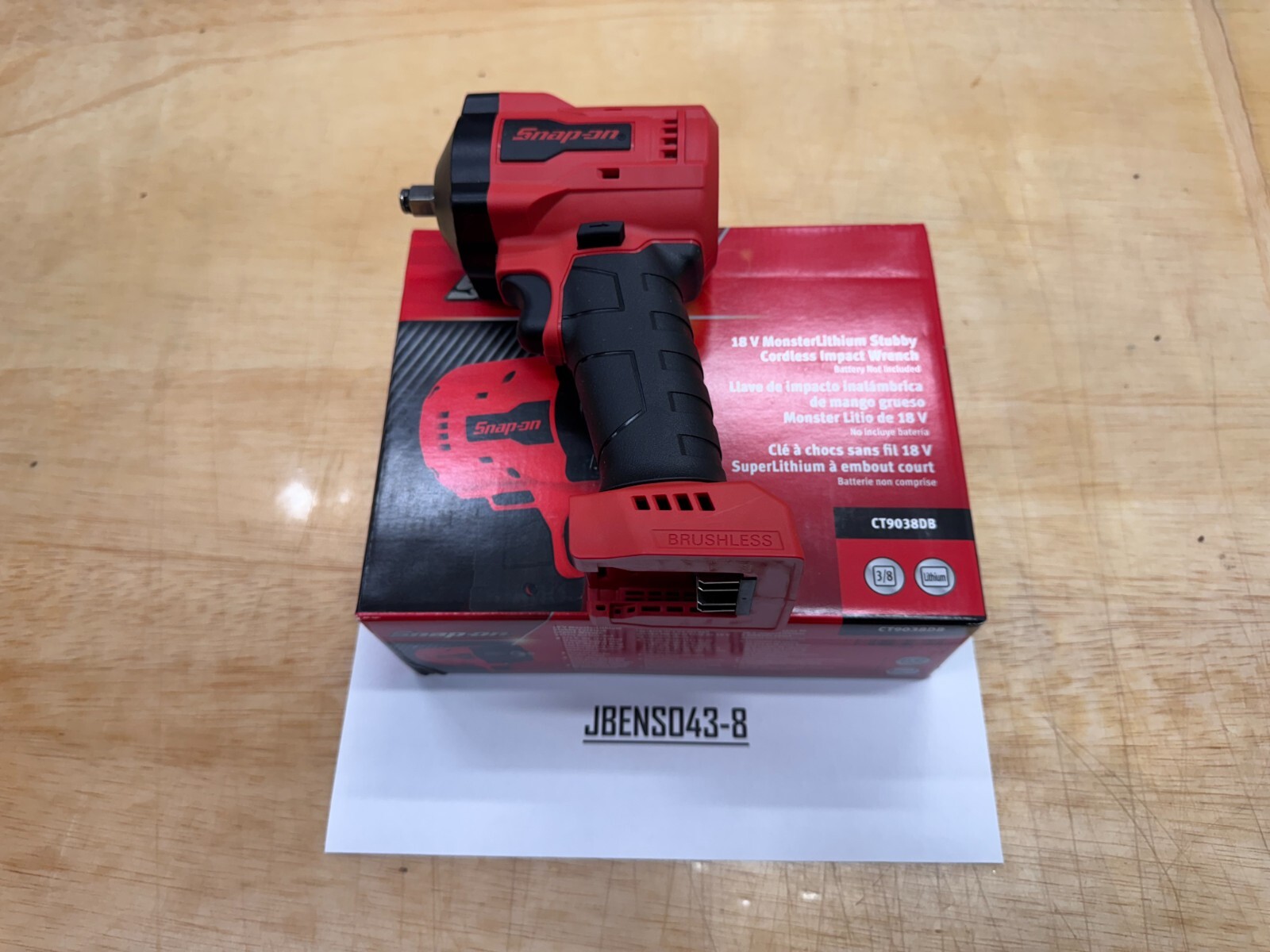 Snap-on Tools NEW RED 3/8" Drive 18v Stubby Cordless Impact Wrench CT9038DB