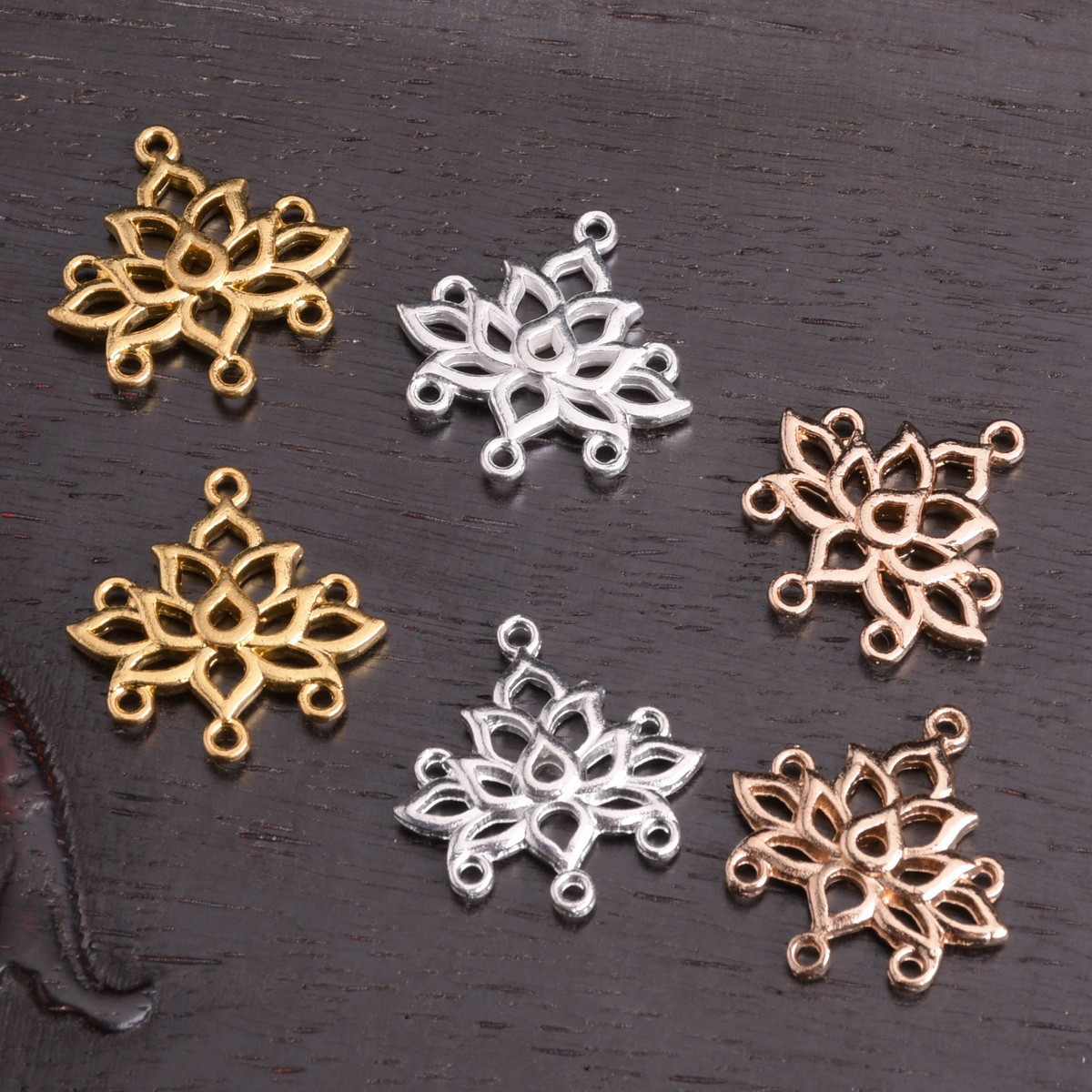 10pcs Lotus Flower Shape 23x22mm Metal Bails Connectors For Jewelry Making