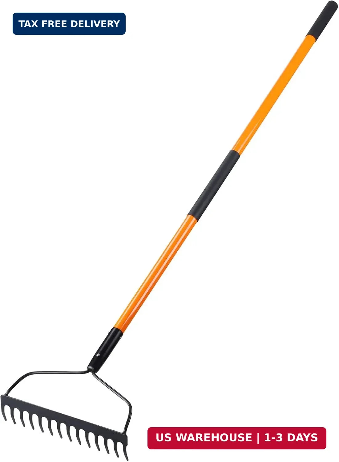 Garden Rake for Gardening, Heavy Duty Garden Rake for Lawns, 14 Tines Bow Rake w