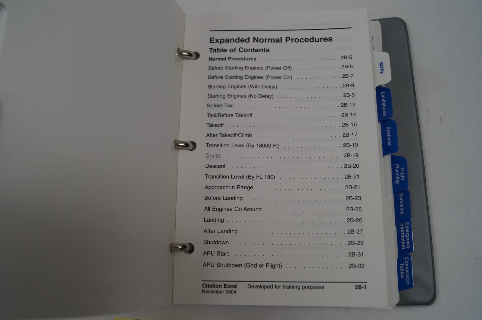Citation Excel Cockpit Reference Handbook Nov 2004 CAE SimuFlite Binder F112A