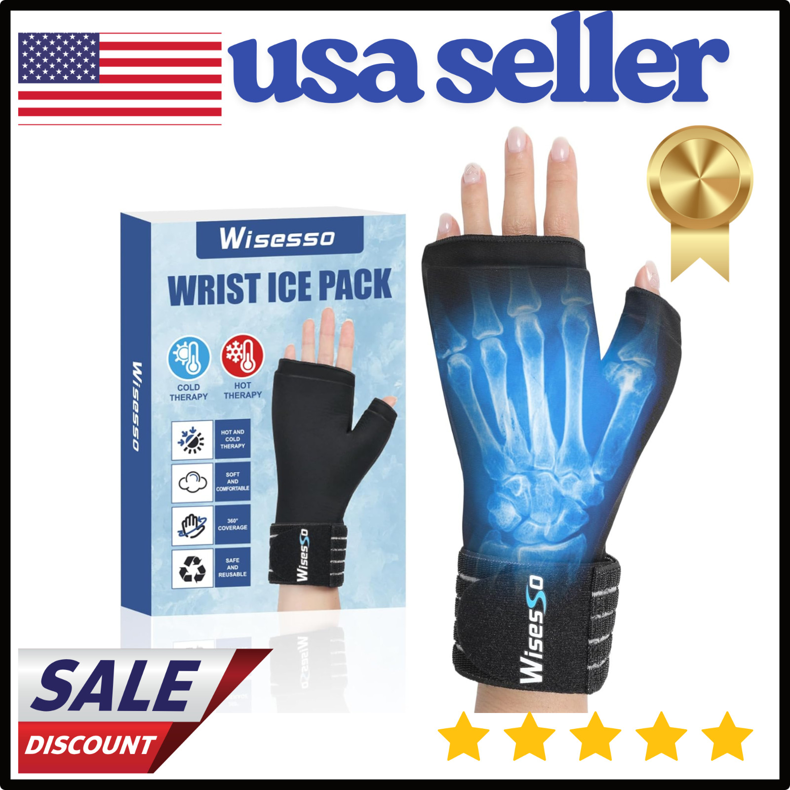 Wrist Ice Pack Wrap, Reusable Ice Gloves Hot & Cold Hand Compress, Hand Ice Pack
