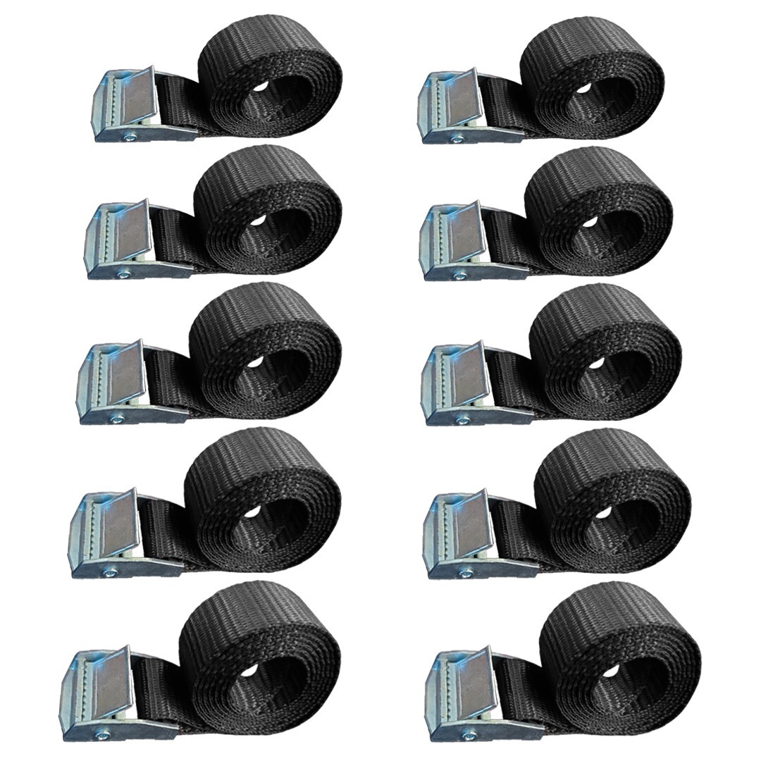 USA 10 Pack 1" x 10ft Cam Buckle Endless Lashing Strap for Motorcycle Bicycle