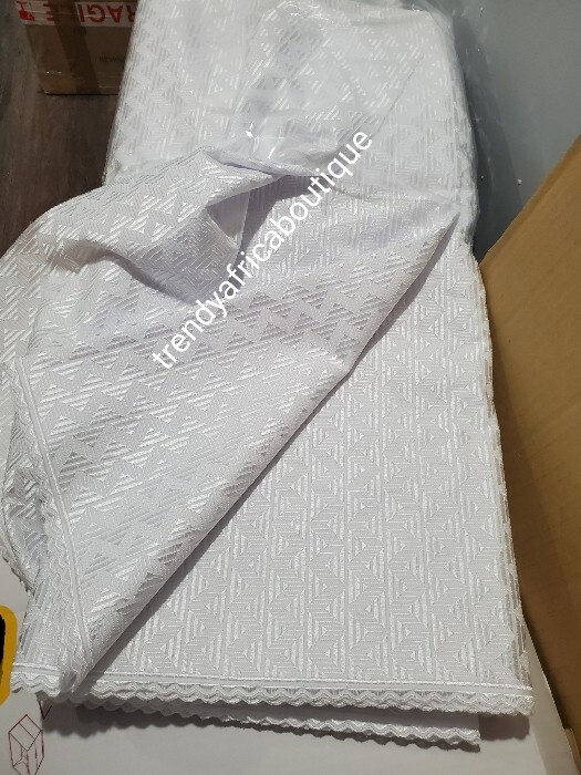 5 yards sale: Pure White soft Swiss Lace fabric for Africa men Outfit. Sold 5yds