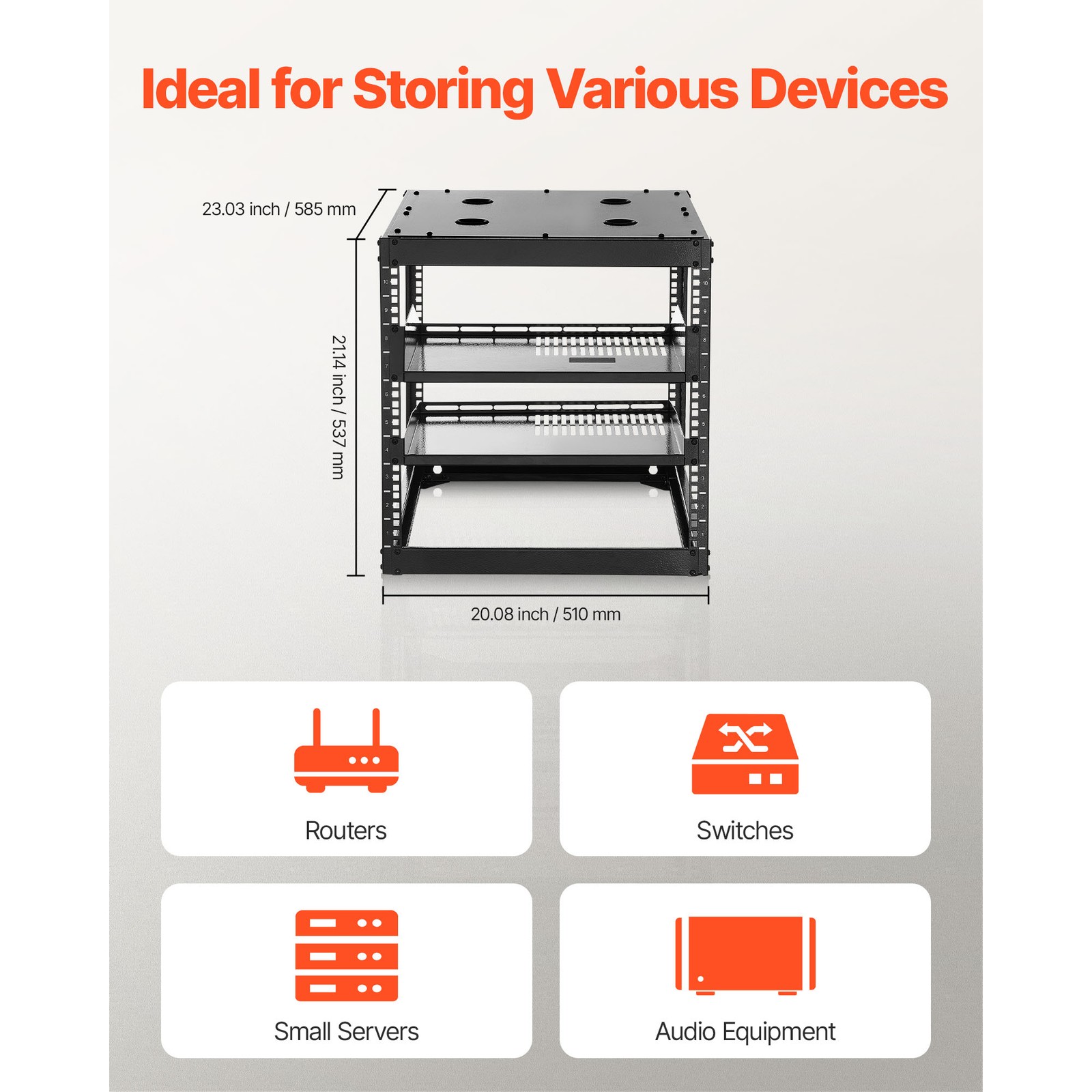 Uimoso 10U Wall-Mount Open Frame Server Rack with Adjustable Shelves
