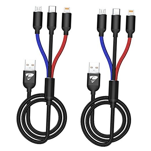 Multi Charging Cable, Multi Charger Cable Nylon Braided 3 in 1 Charging 2 Pack
