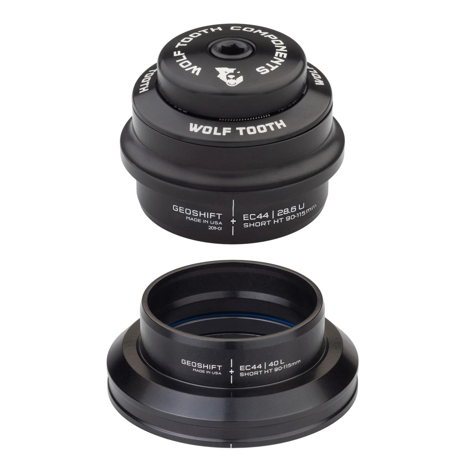 Wolf Tooth GeoShift Performance Angle Headset - 1 Deg, Short, EC44/EC44, Black