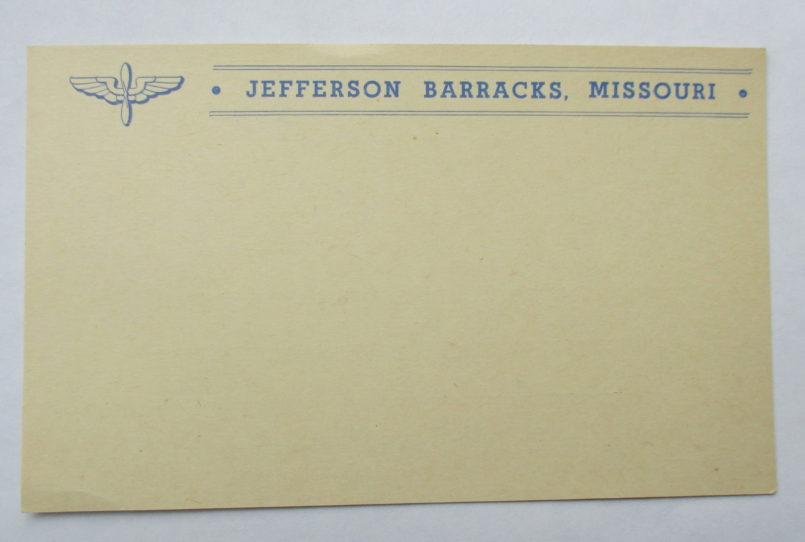 WWII Army Air Corps ~ Jefferson Barracks, Missouri Post Card Unused ~ 1941 1942