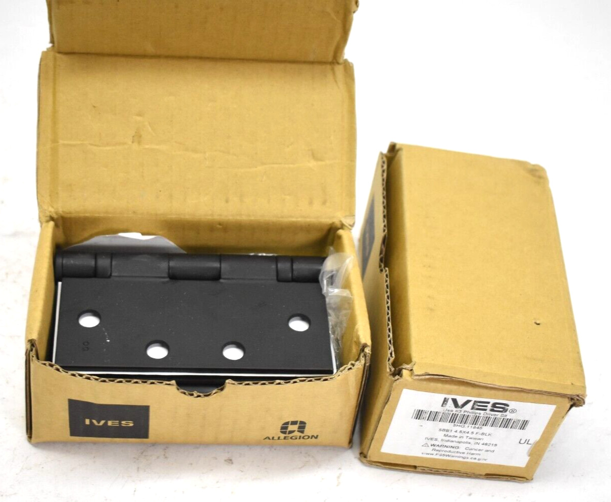 Ives Phillips Driver Bit Hinge 5BB1 4.5" x 4.5" F-BLK Black Hinges w/ Hardware