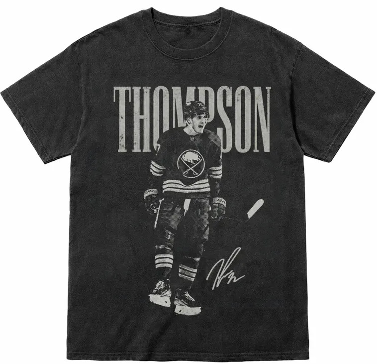 Tage Thompson Buffalo Ice Hockey Champs black color shirt reprint VK11493