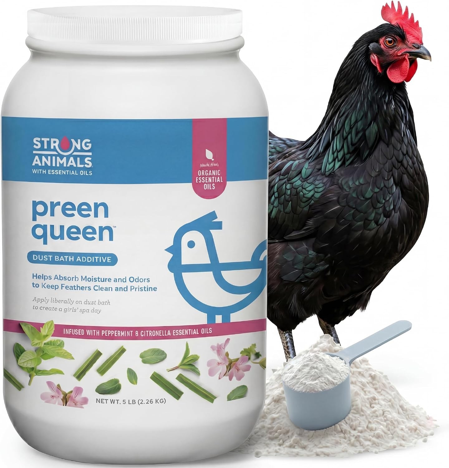 Strong Animals Preen Queen Chicken Dust Bath Additive - Poultry Dust Bath 5L