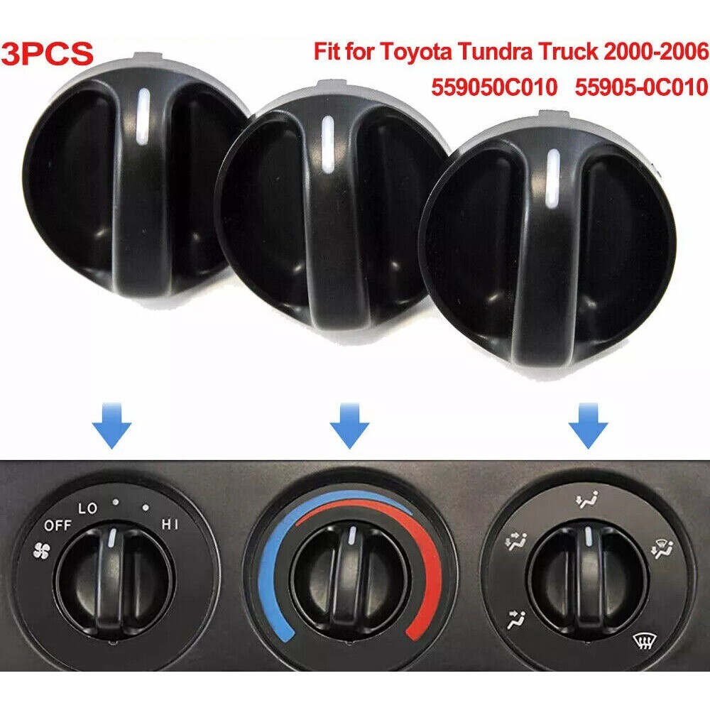 Fit for Toyota Tundra Truck 2000-06 Control Knobs Dials Heater A/C Fan Set of 3