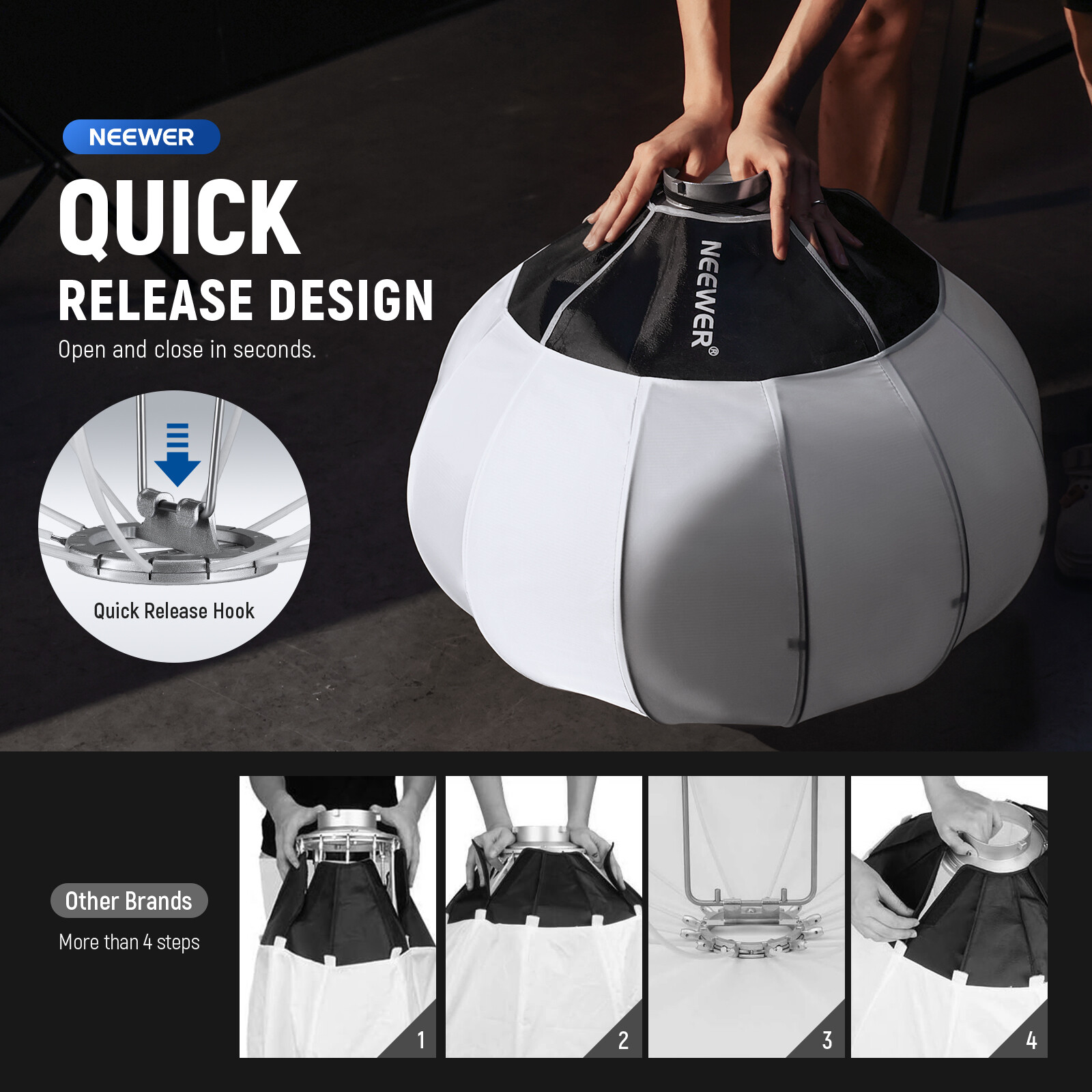 NEEWER 26''Lantern Softbox,Quick Release 360°Light Diffuser Bowens Mount Softbox