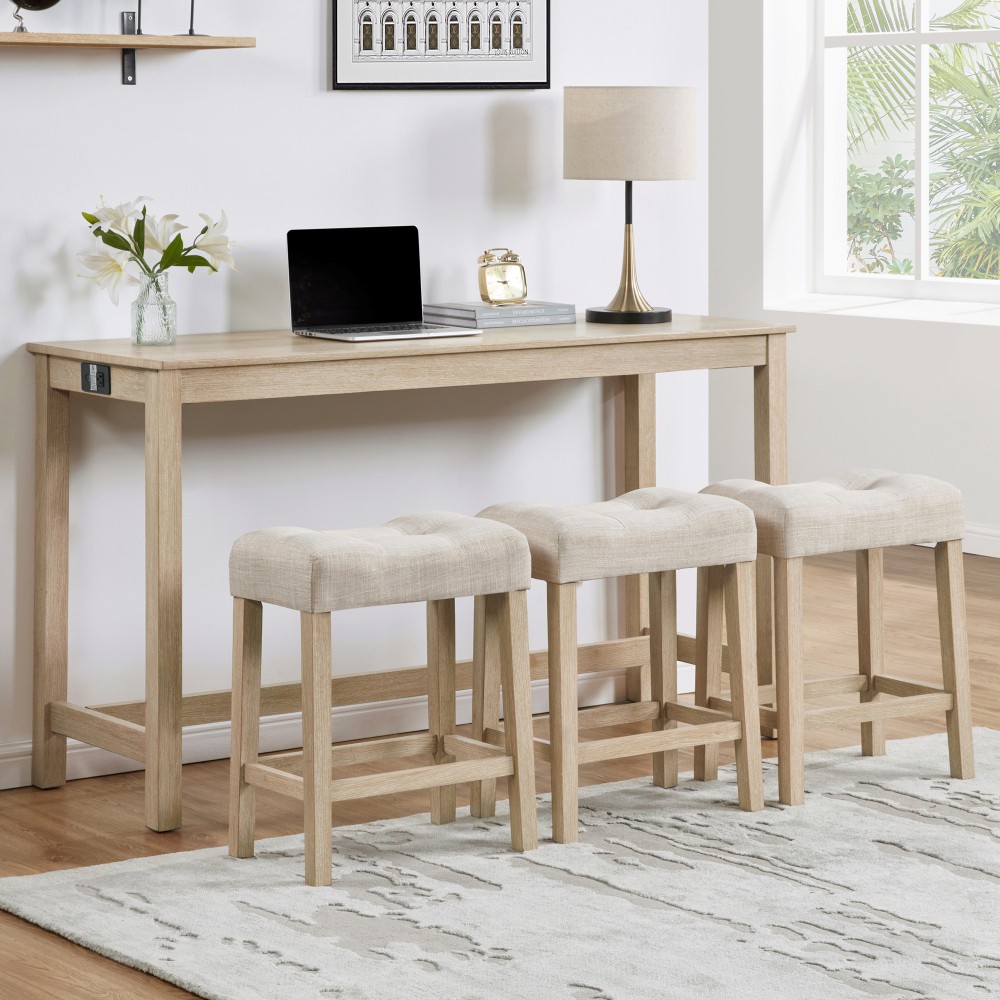 Bar Table Set Power Outlet Sofa Bar Table W Stools Couch Table W 3 Padded Stools