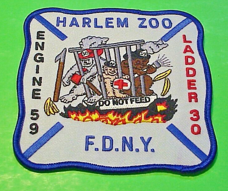 NEW YORK  FDNY HARLEM ZOO " DO NOT FEED " E-59 L-30  NY 4 1/2"  FIRE DEPT  PATCH