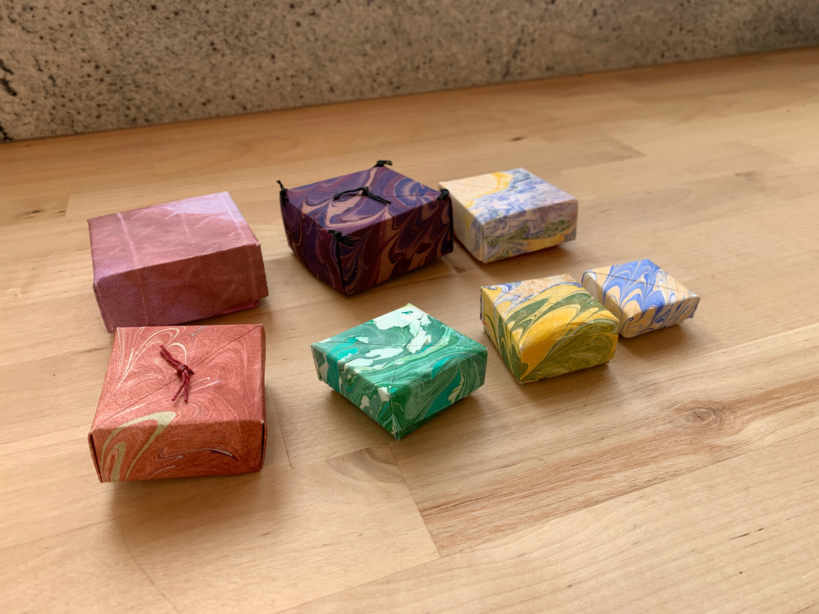 Handmade Paper Origami Boxes-  Folded with Lids - 2.5" - 1.5"