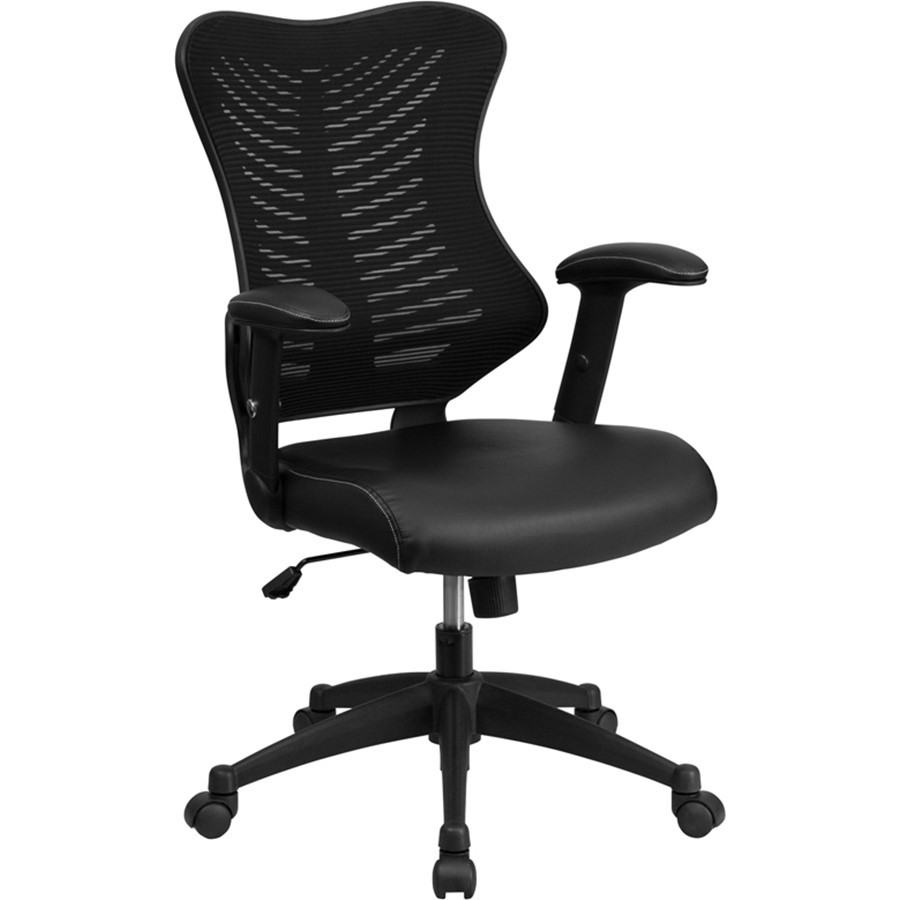 Flash Furniture Black Mesh Chair, Black - BL-ZP-806-BK-LEA-GG
