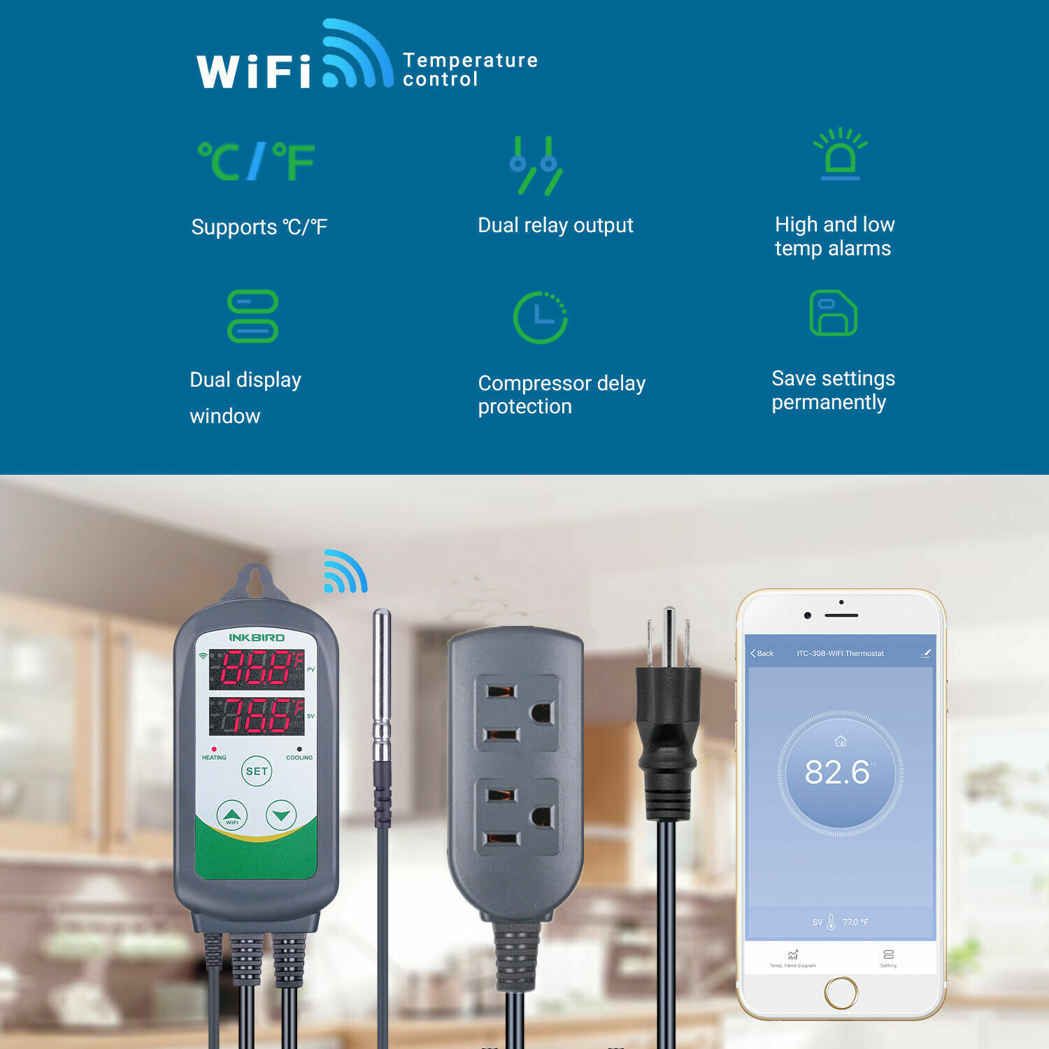 Inkbird Digital Temperature Controller WIFI 308 Programmable Thermostat Switch