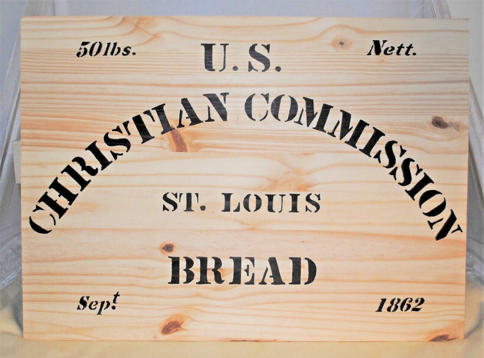 U.S. Christian Commission Bread Box - Large Wood Box - Civil War