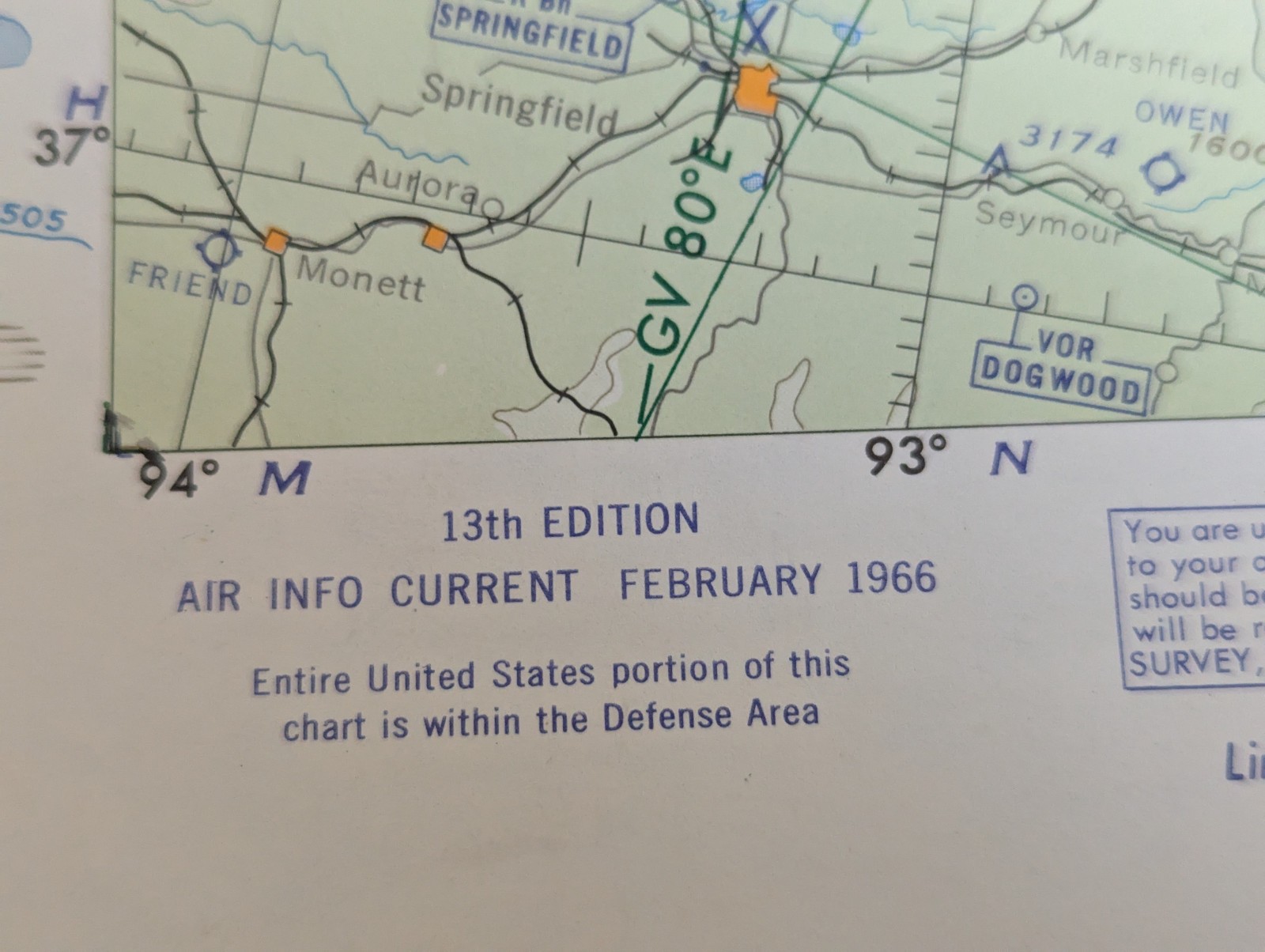 Jet Navigation Chart map US Northeast (JN-30) February, 1966