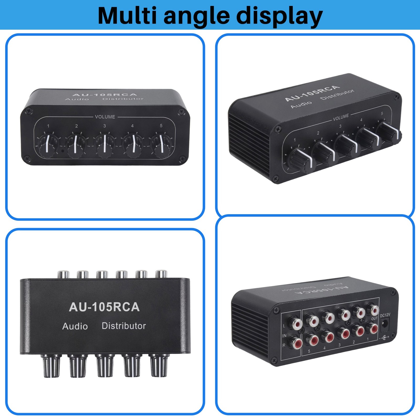 5CH Audio Distributor Stereo Audio Mixer 1 Input 5 Output Splitter for 2085