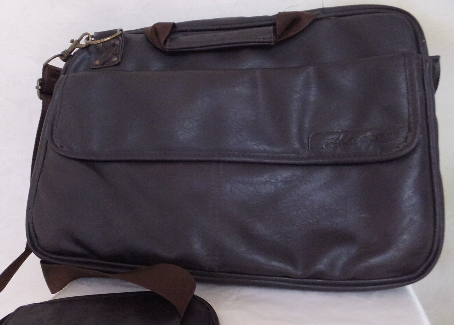 Vintage Eddie Bauer Faux Leather 3-Pocket Lap top Computer Bag Briefcase