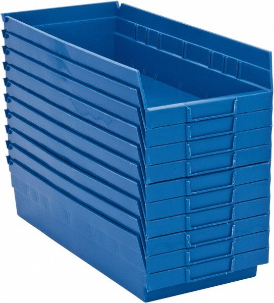 10 Pack Quantum Storage QSB108 Blue Economy Shelf Bins, 8-3/8"W x 17-7/8"D x 4"H