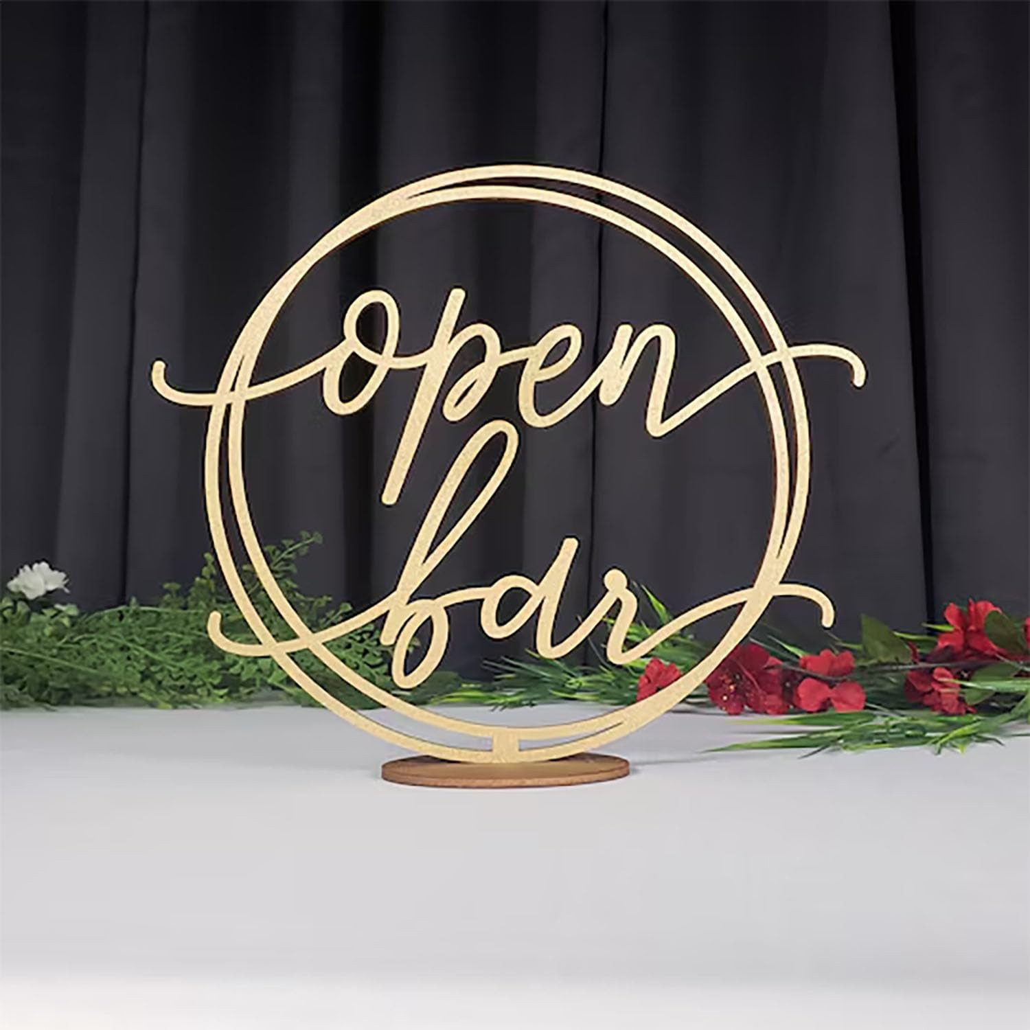 Wooden Open Bar Table Sign with Stand,Bar Decor Centerpiece for Weddings,Bridal