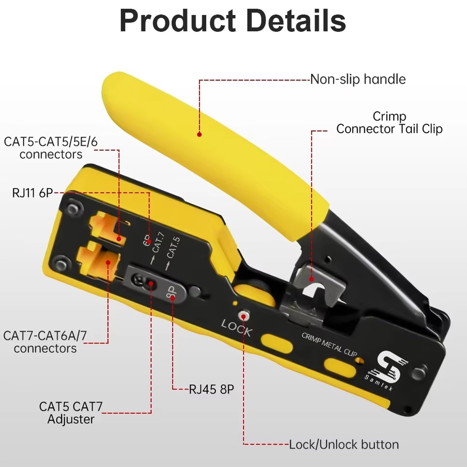 RJ45 Ethernet Passthrough Crimper Tool Pass Through Crimping, All in One Crim...