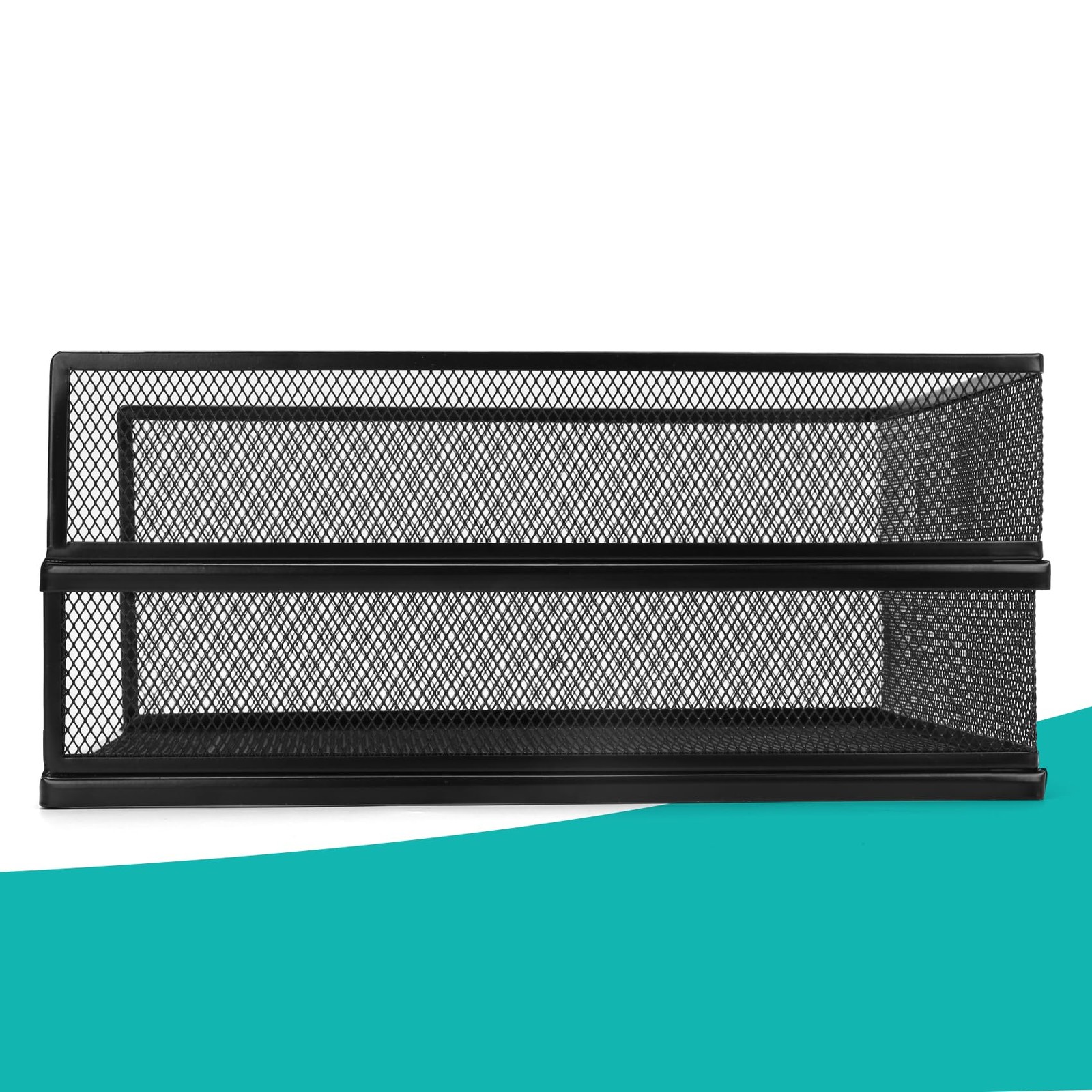 2-Pack Wire Mesh Letter Trays, Lengthways, Stackable, Front-Load, File, Desk