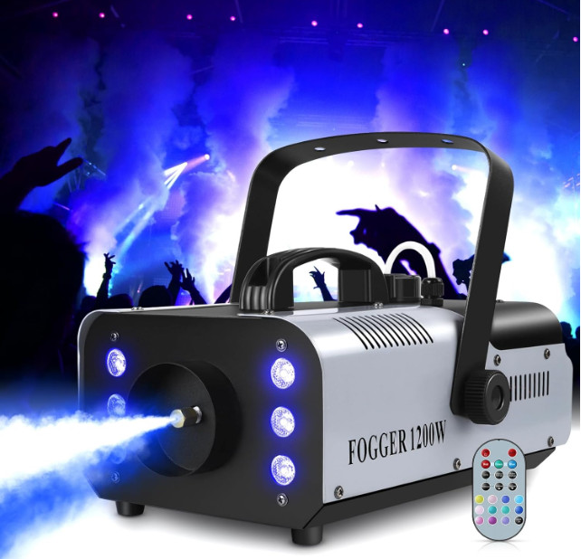 Máquina de humo 1200W con luces RGB 6 LED para fiestas, DJ, bodas y escenarios