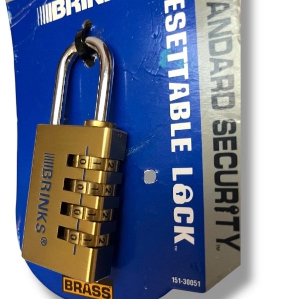 Padlock BRINKS Solid Brass 4-Dial Resettable Padlock Chrome Plated Combination