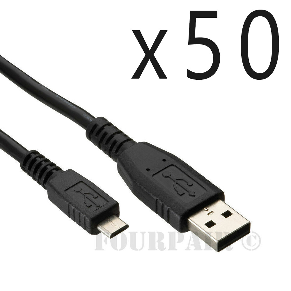 50 Pack - 10ft Micro USB Charger Cable Playstation 4 PS4 Dualshock Controller