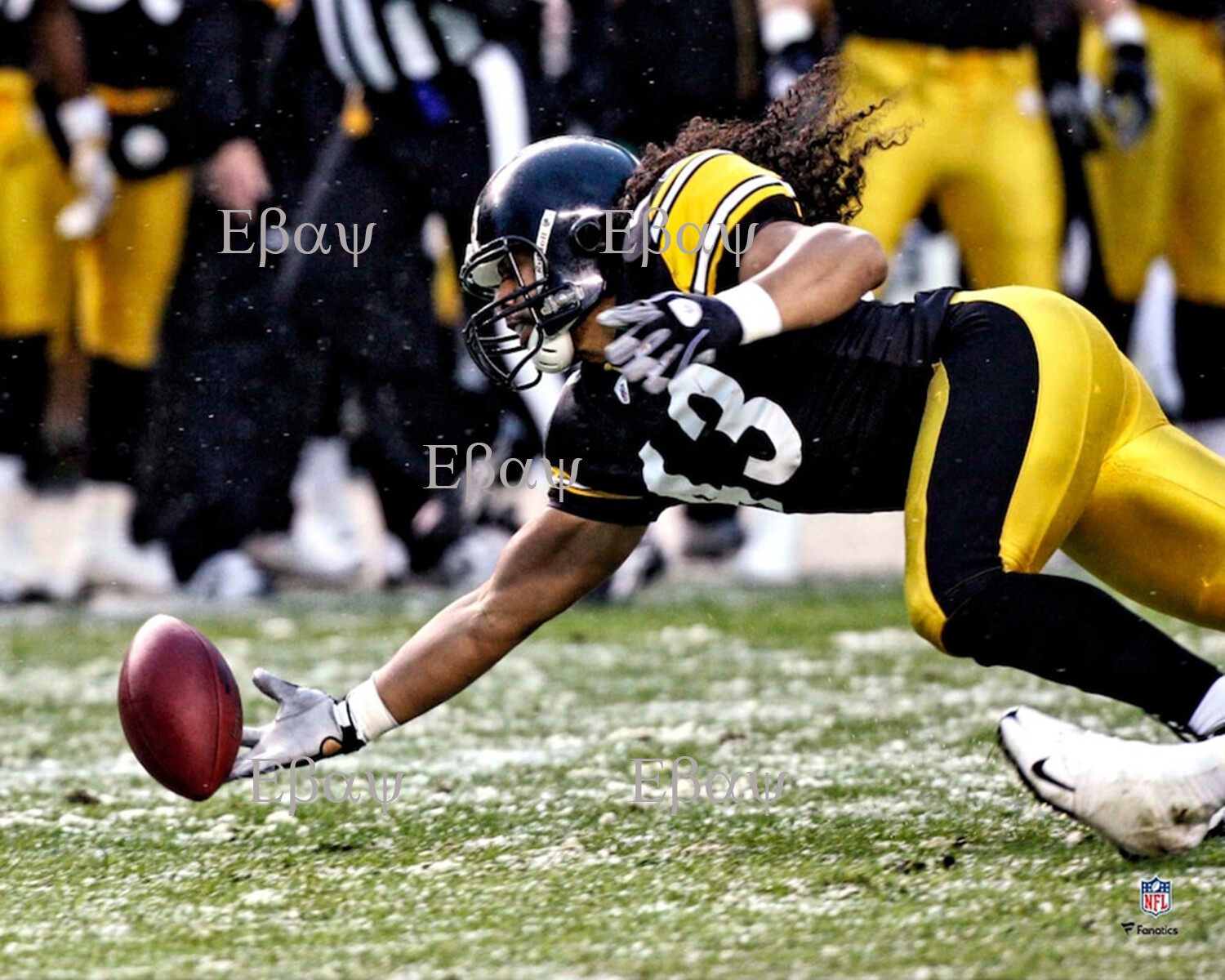 Troy Polamalu Pittsburgh Steelers Recovering Fumble 8X10 Photo Reprint