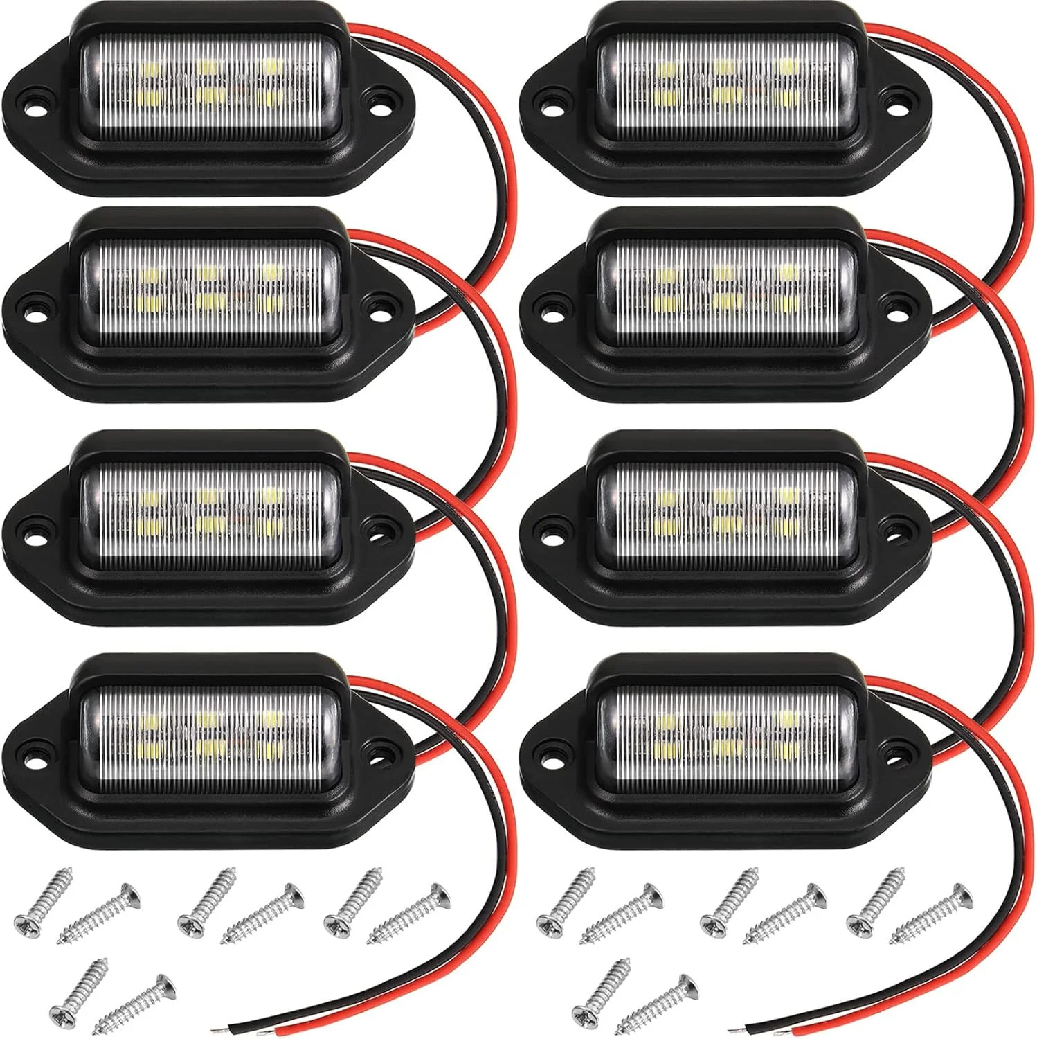 Mudder 8 Packs LED License Plate Light 12V-24V DC Waterproof License Plate 6-SMD