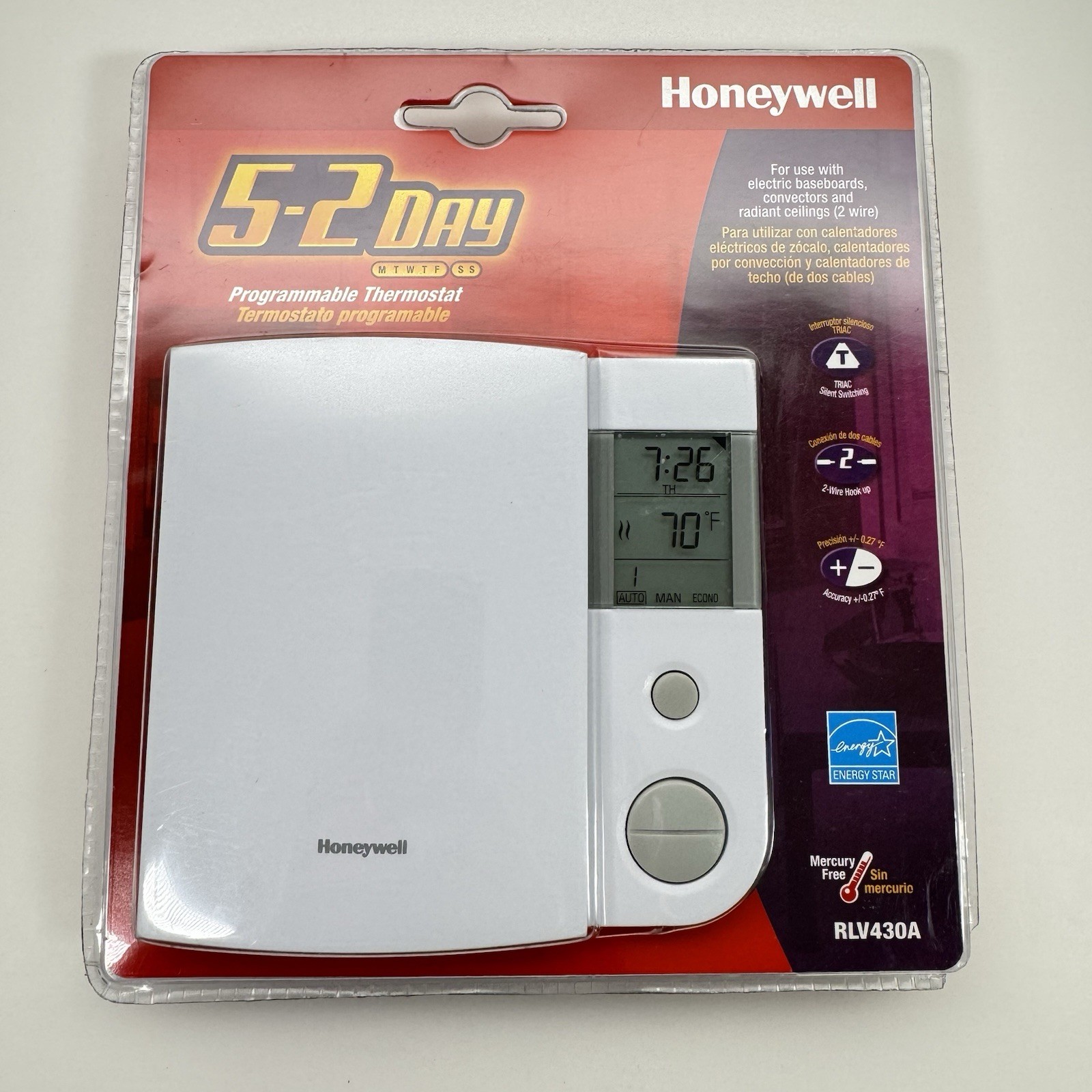 Honeywell Home RLV430A Programmable Electric BaseboardHeat Thermostat New