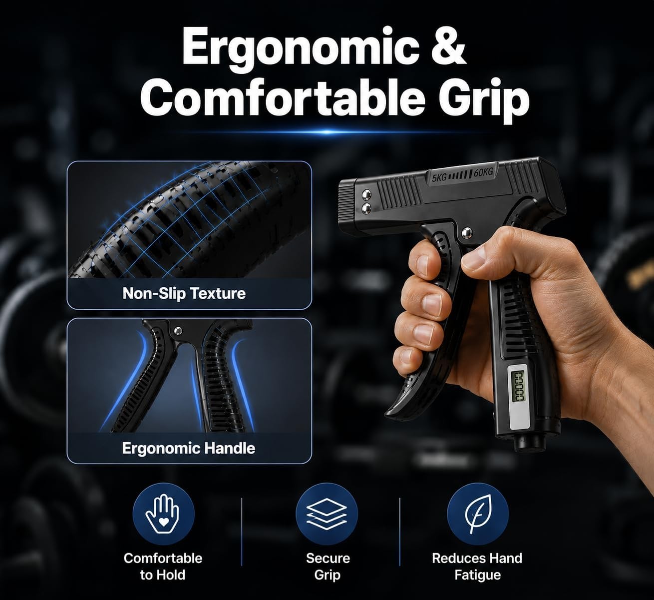 Grip Strength Trainer with Finger Exerciser, Digital Counter Adjustable Hand