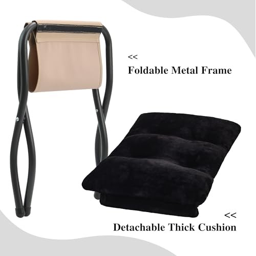 15"(H) Folding Ottoman, Foldable Footrest Stool, Portable Small Foot Black