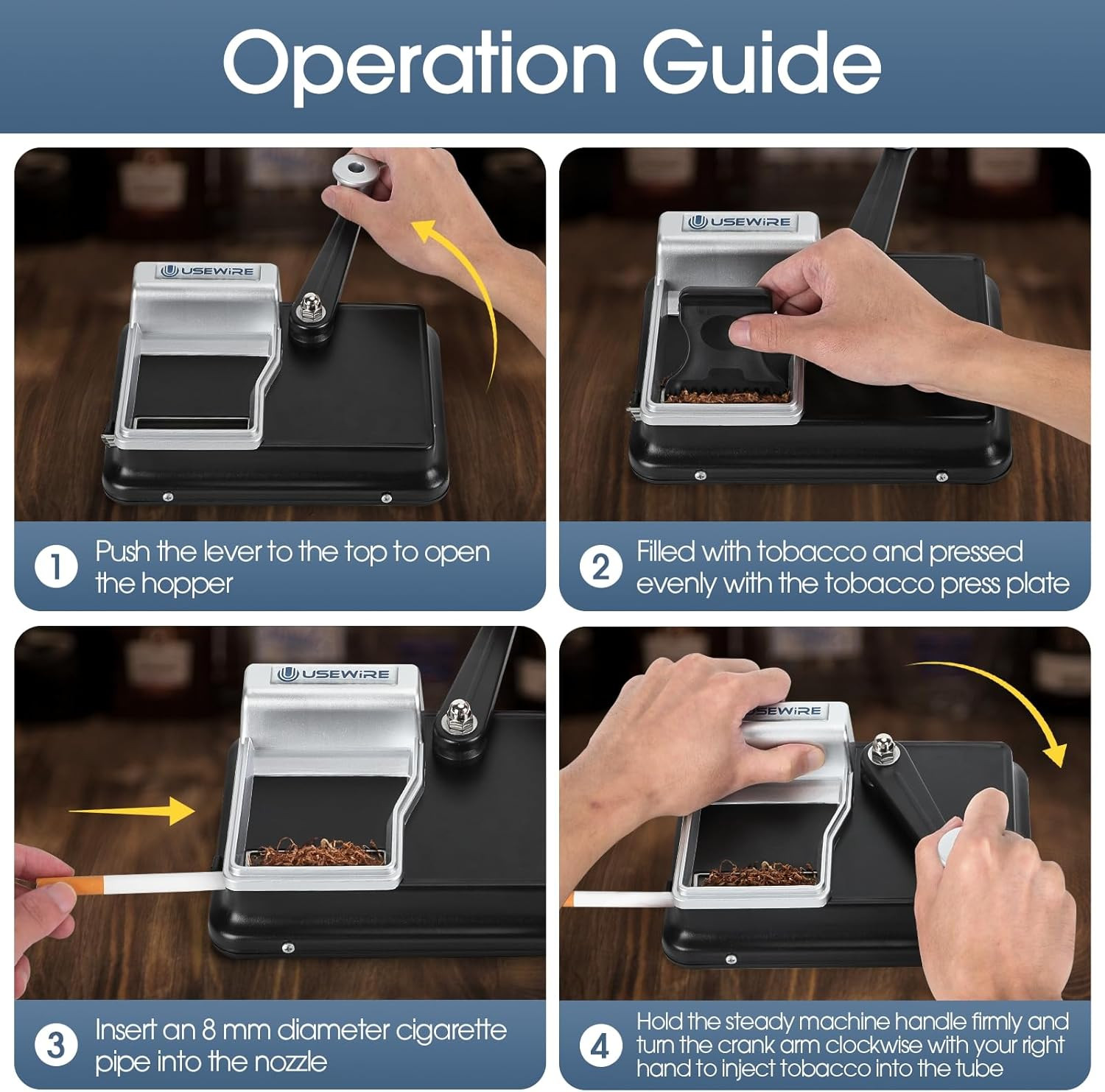 USEWIRE Cigarette Rolling Machine, Manual Tobacco Rolling Machine, Portable Home